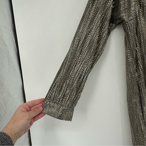 Anthropologie Sabina Musayev Gold and Grey Metallic Long Sleeve Dress Size small - Picture 7 of 9